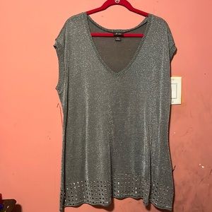 Silver glitter top
